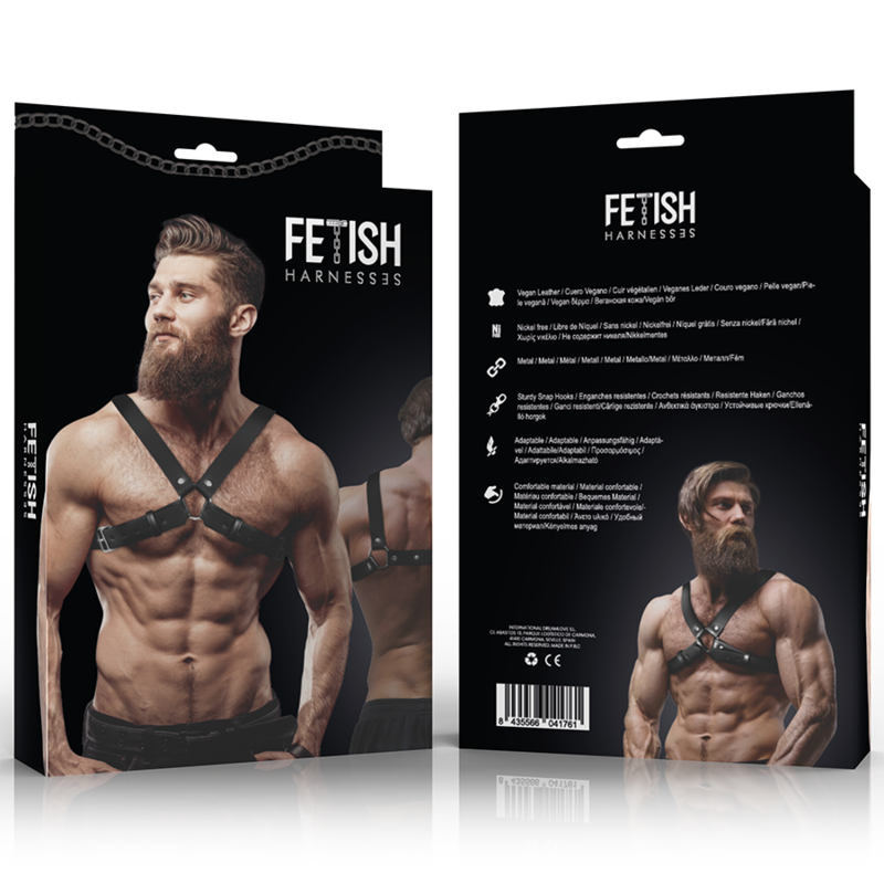 FETISH SUBMISSIVE ATTITUDE - MENS ADJUSTABLE ECO-LEATHER CROSS CHEST BULLDOG HARNESS - Image 6