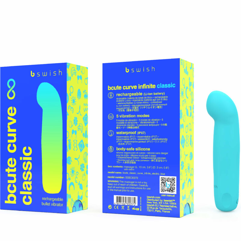 B SWISH - BCUTE CURVE INFINITE CLASSIC VIBRADOR RECARGABLE SILICONA AZUL - Imagen 2