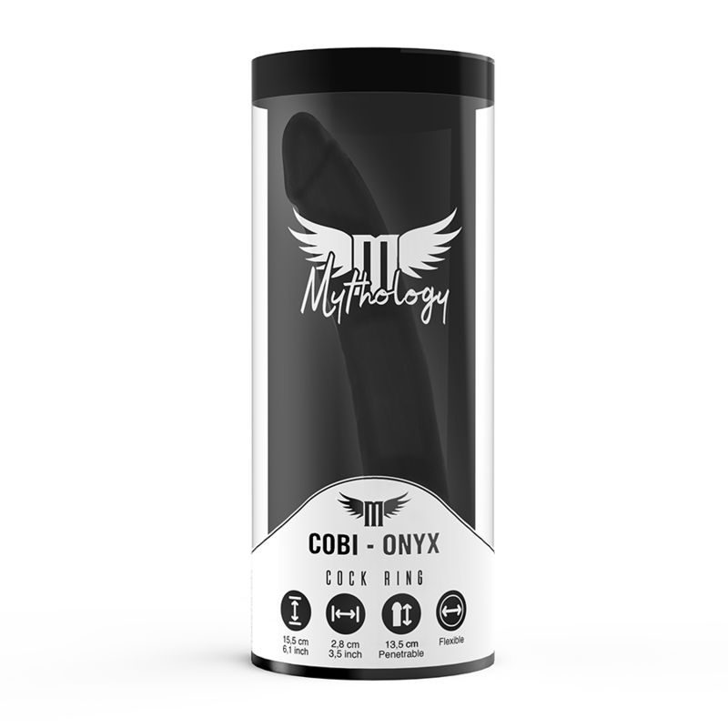 MYTHOLOGY - GODE ANAL COBI ONYX AVEC ANNEAU DE BITE ET TESTICULE 13 CM EN SILICONE – Image 4