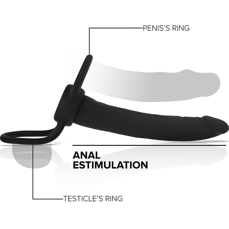 MYTHOLOGY - GODE ANAL COBI ONYX AVEC ANNEAU DE BITE ET TESTICULE 13 CM EN SILICONE – Image 5