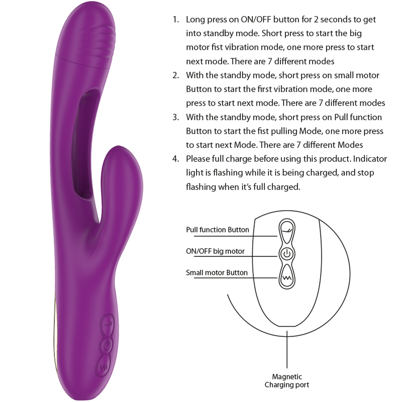 INTENSE - APOLO VIBRATEUR MULTIFONCTION RECHARGEABLE 7 VIBRATIONS AVEC LANGUE OSCILLANTE VIOLET – Image 4