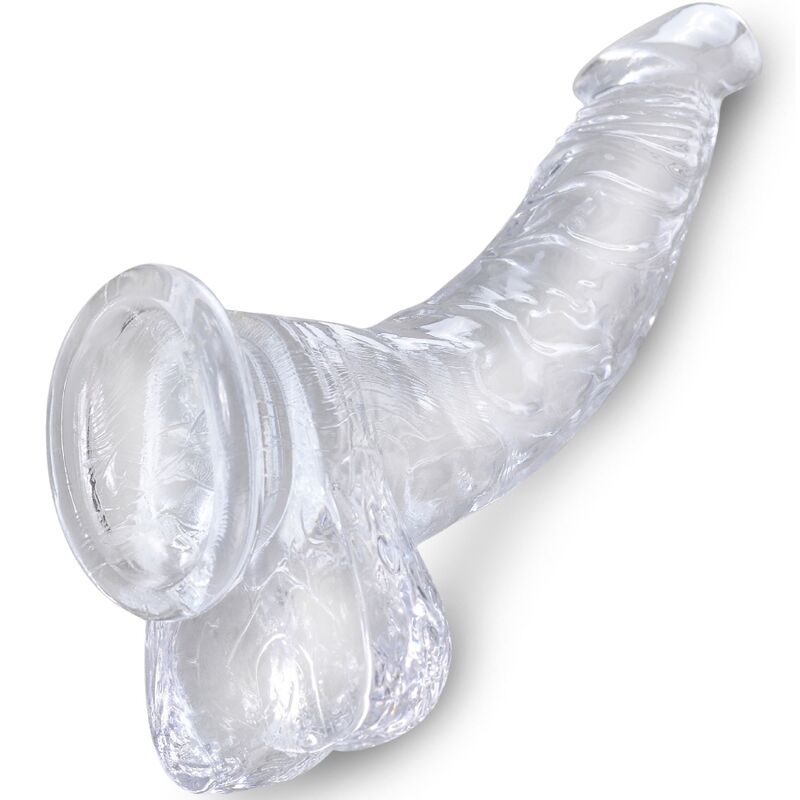 KING COCK - CLEAR REALISTIC CURVED PENIS WITH BALLS 16.5 CM TRANSPARENT - Image 4