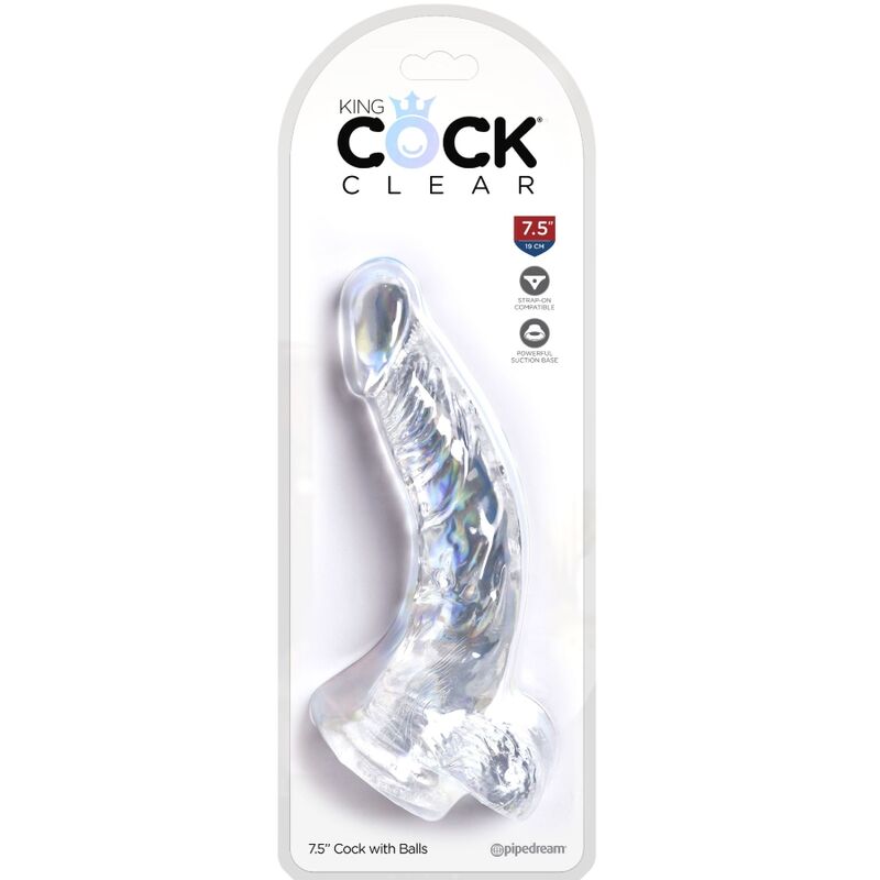 KING COCK - CLEAR REALISTIC CURVED PENIS WITH BALLS 16.5 CM TRANSPARENT - Image 3
