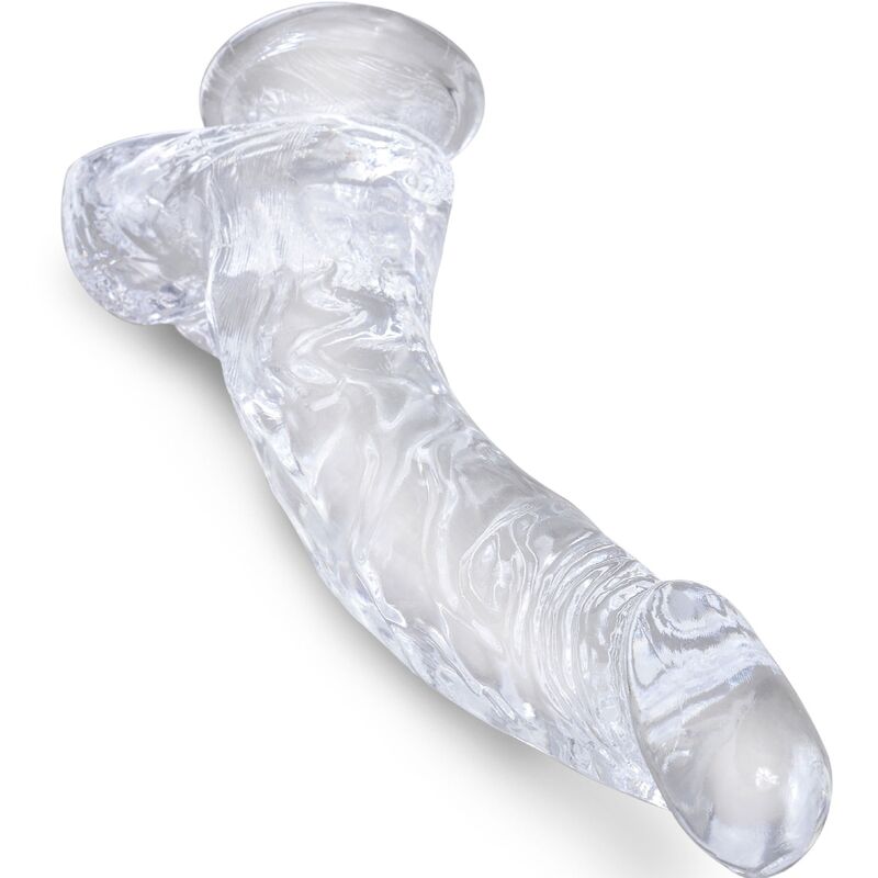 KING COCK - CLEAR REALISTIC CURVED PENIS WITH BALLS 16.5 CM TRANSPARENT - Image 2