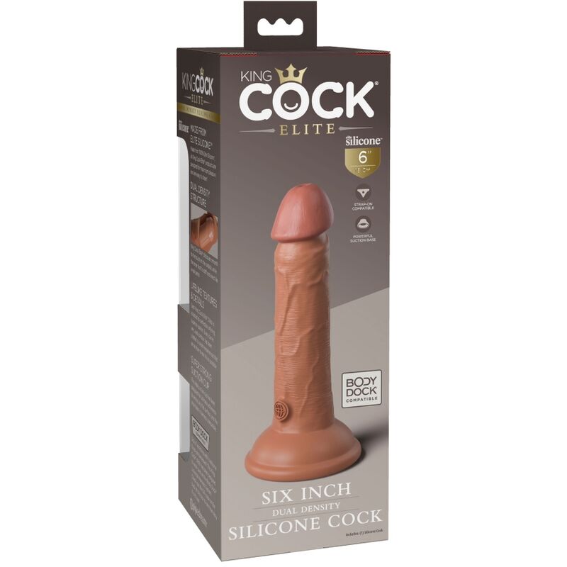 KING COCK - ELITE DILDO REALISTICO IN SILICONE 15.2 CM CARAMEL - immagine 3
