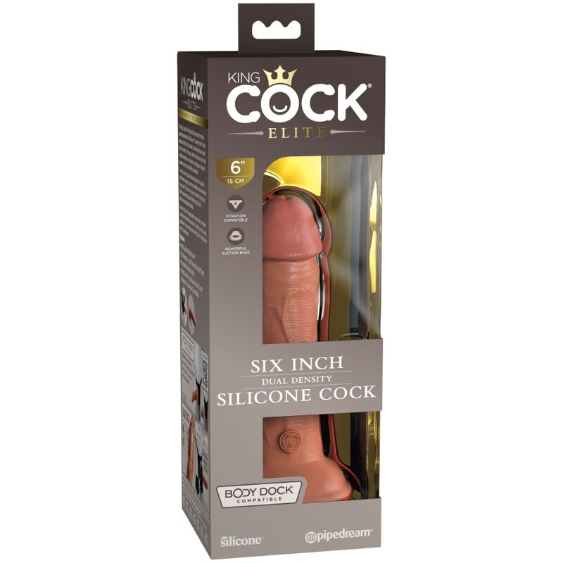 KING COCK - ELITE DILDO REALISTICO IN SILICONE 15.2 CM CARAMEL - immagine 4