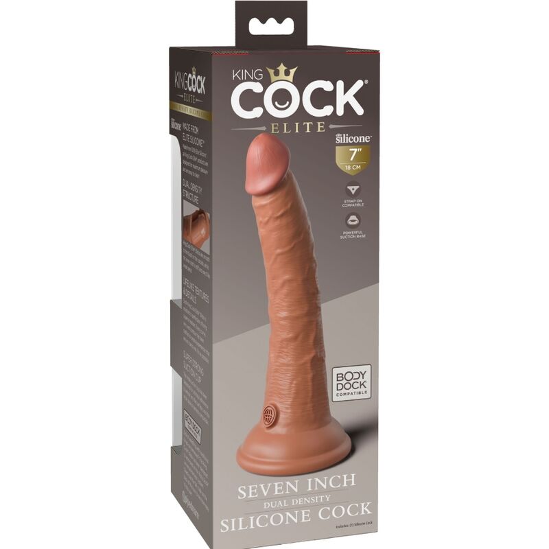KING COCK - ELITE DILDO REALISTICO IN SILICONE 17.8 CM CARAMEL - immagine 4
