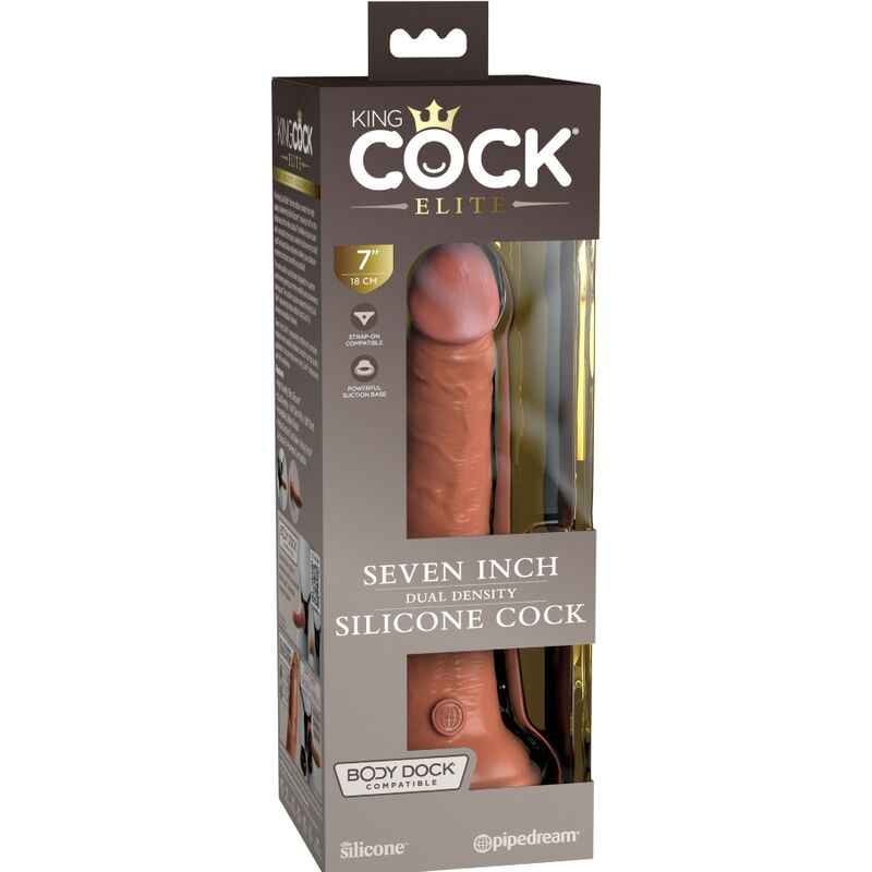 KING COCK - ELITE DILDO REALISTICO IN SILICONE 17.8 CM CARAMEL - immagine 6
