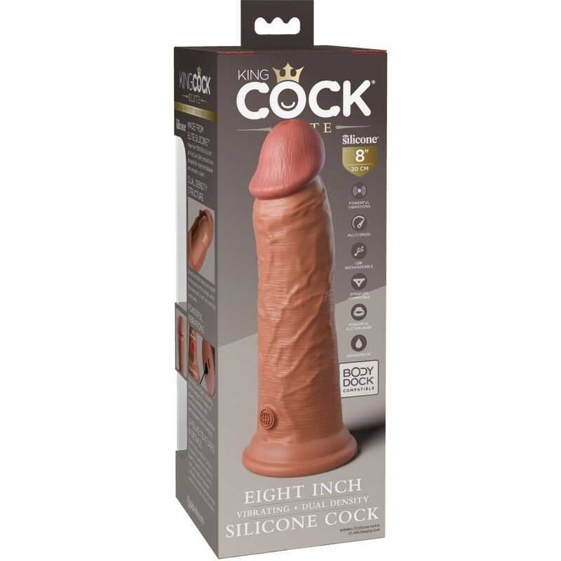 KING COCK - ELITE GODE RÉALISTE VIBRANT & SILICONE 20.3 CM CARAMEL – Image 4
