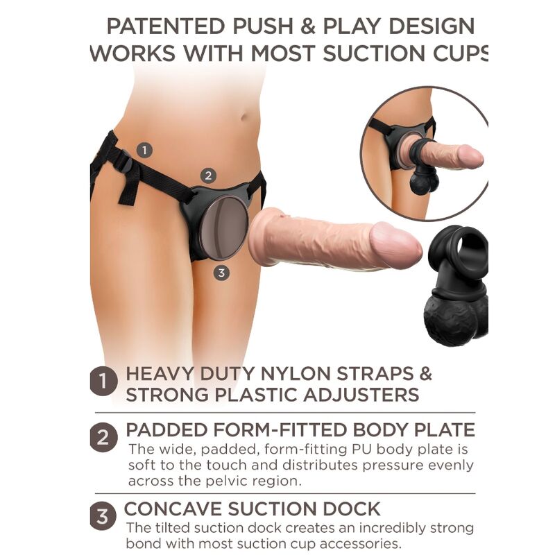 KING COCK - ELITE KIT IMBRACATURA REGOLABILE DELUXE ANELLO CON TESTICOLI E DILDO 20.3 CM - immagine 10