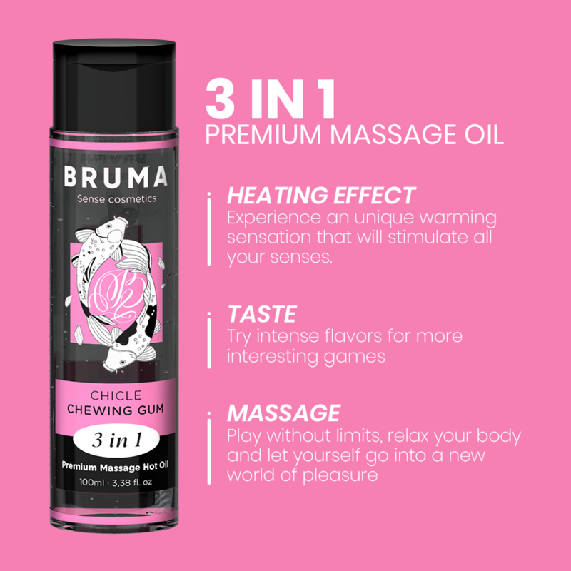 BRUMA - OLIO DA MASSAGGIO PREMIUM EFFETTO CALORE SAPORE GOMMA 3 IN 1 - 100 ML - immagine 4