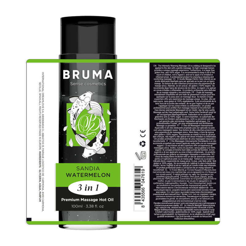 BRUMA - HUILE DE MASSAGE PREMIUM EFFET CHALEUR SAVEUR DE PASTÈQUE 3 EN 1 - 100 ML – Image 3