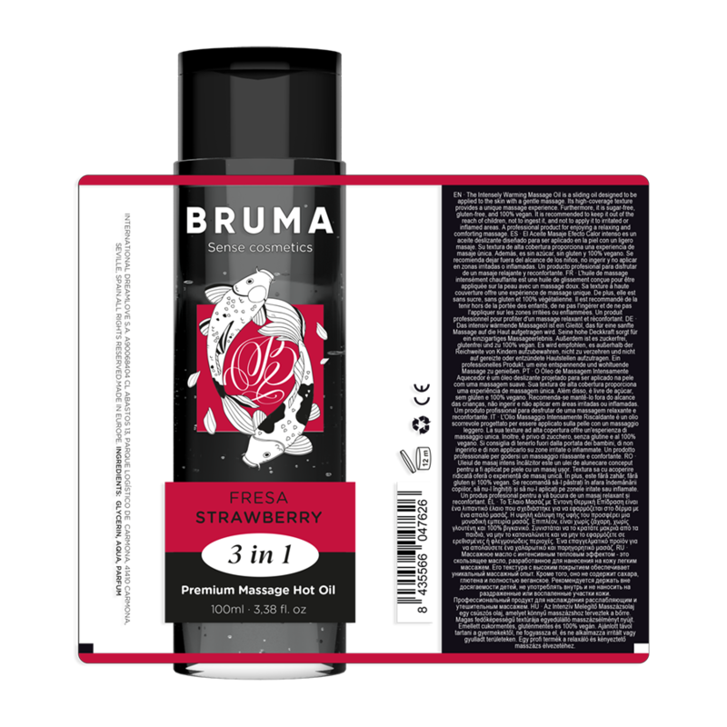 BRUMA - HUILE DE MASSAGE PREMIUM EFFET CHALEUR SAVEUR FRAISE 3 EN 1 - 100 ML – Image 6