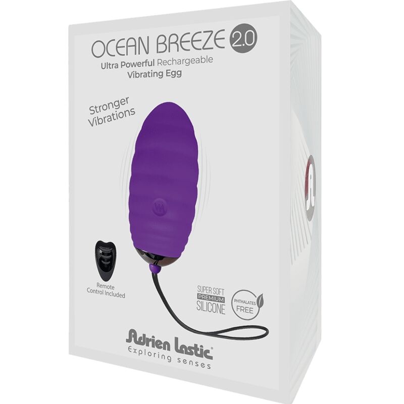 ADRIEN LASTIC - OCEAN BREEZE 2.0 HUEVO VIBRADOR RECARGABLE CONTROL REMOTO VIOLETA - Imagen 2