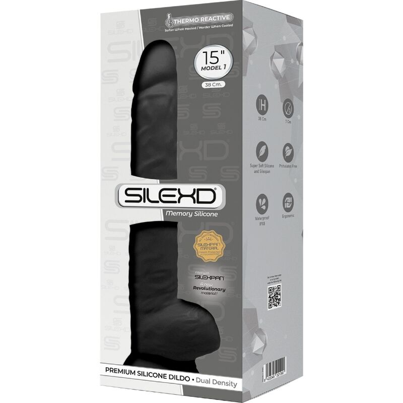 SILEXD - MODEL 1 REALISTISCHER PENIS PREMIUM SILEXPAN SILIKON SCHWARZ 38 CM – Bild 3
