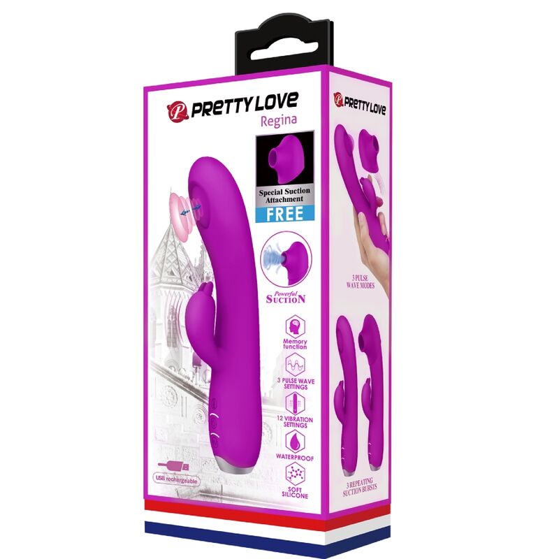 PRETTY LOVE - VIBRATEUR RECHARGEABLE REGINA - GEL À ASPIRATION VIOLET – Image 10