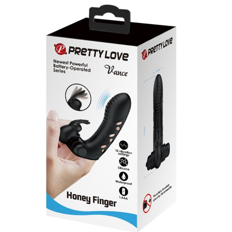 PRETTY LOVE - VANCE BLACK RABBIT VIBRATOR FINGERABDECKUNG – Bild 2
