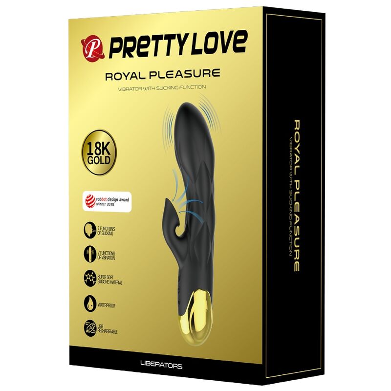 PRETTY LOVE - VIBRADOR DE LUJO BAÑADO EN ORO RECARGABLE NEGRO - Imagen 2