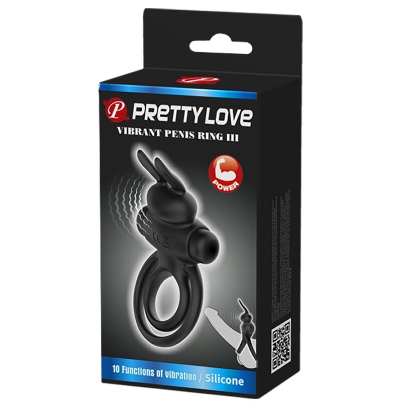 PRETTY LOVE - ANNEAU DE LAPIN VIBRATOR III POUR PÉNIS NOIR – Image 9