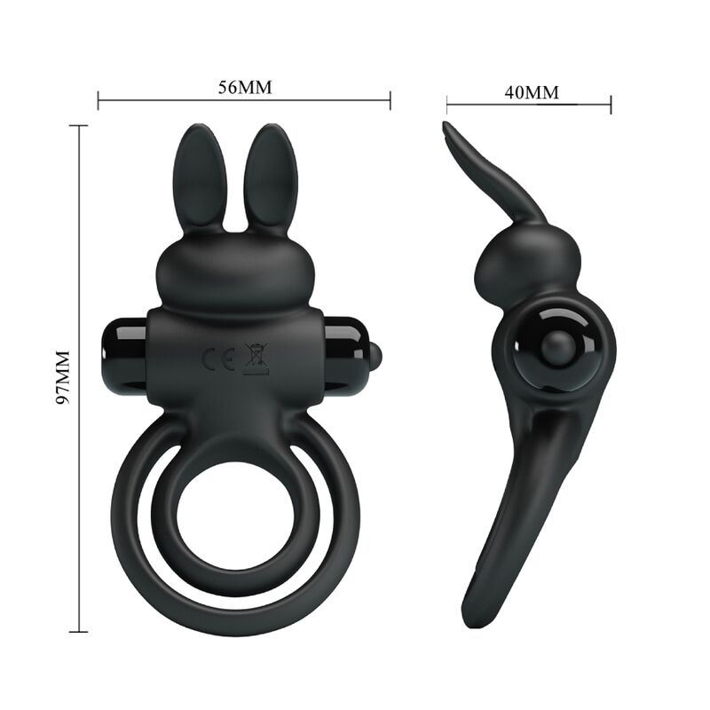 PRETTY LOVE - ANNEAU DE LAPIN VIBRATOR III POUR PÉNIS NOIR – Image 8