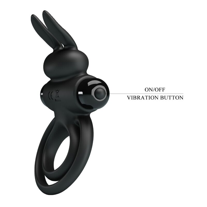 PRETTY LOVE - ANNEAU DE LAPIN VIBRATOR III POUR PÉNIS NOIR – Image 7