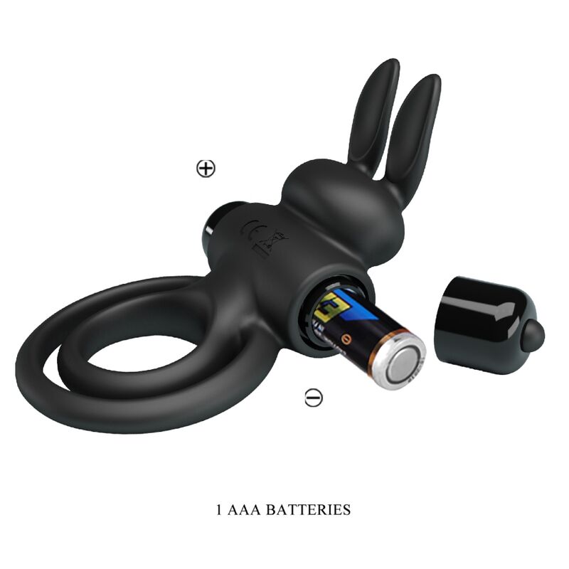 PRETTY LOVE - ANNEAU DE LAPIN VIBRATOR III POUR PÉNIS NOIR – Image 3