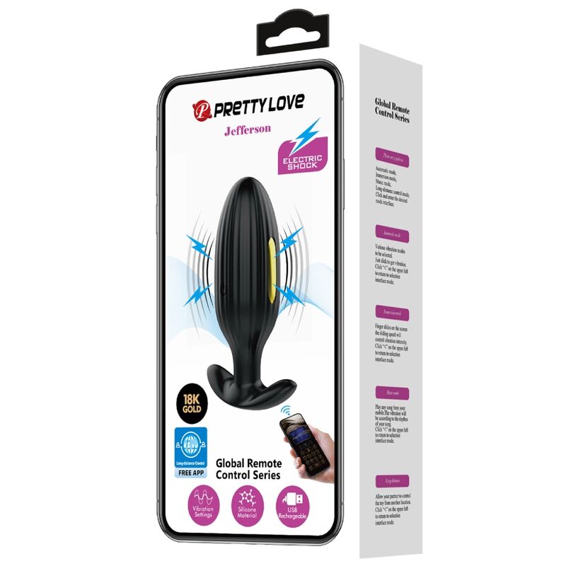 PRETTY LOVE - JEFFERSON PLUG ANAL CONTROLADO POR APP NEGRO - Imagen 2