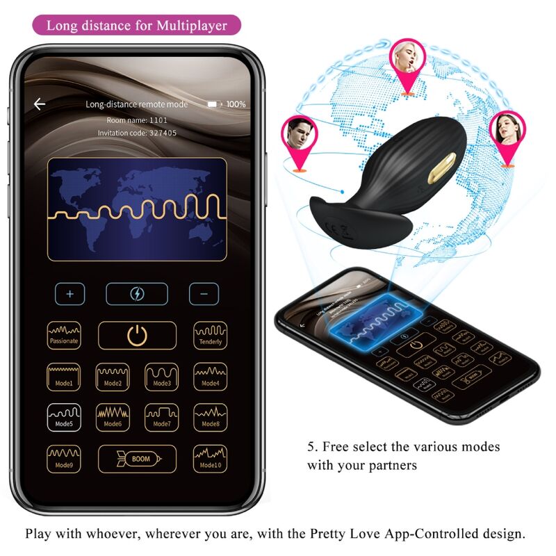 PRETTY LOVE - JEFFERSON PLUG ANAL CONTROLADO POR APP NEGRO - Imagen 11