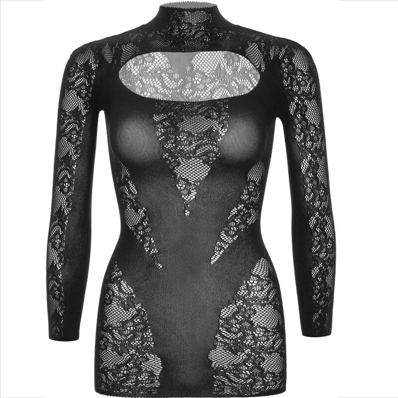 LEG AVENUE - MINI ROBE AVEC DENTELLE MANCHES LONGUES NOIR – Image 9
