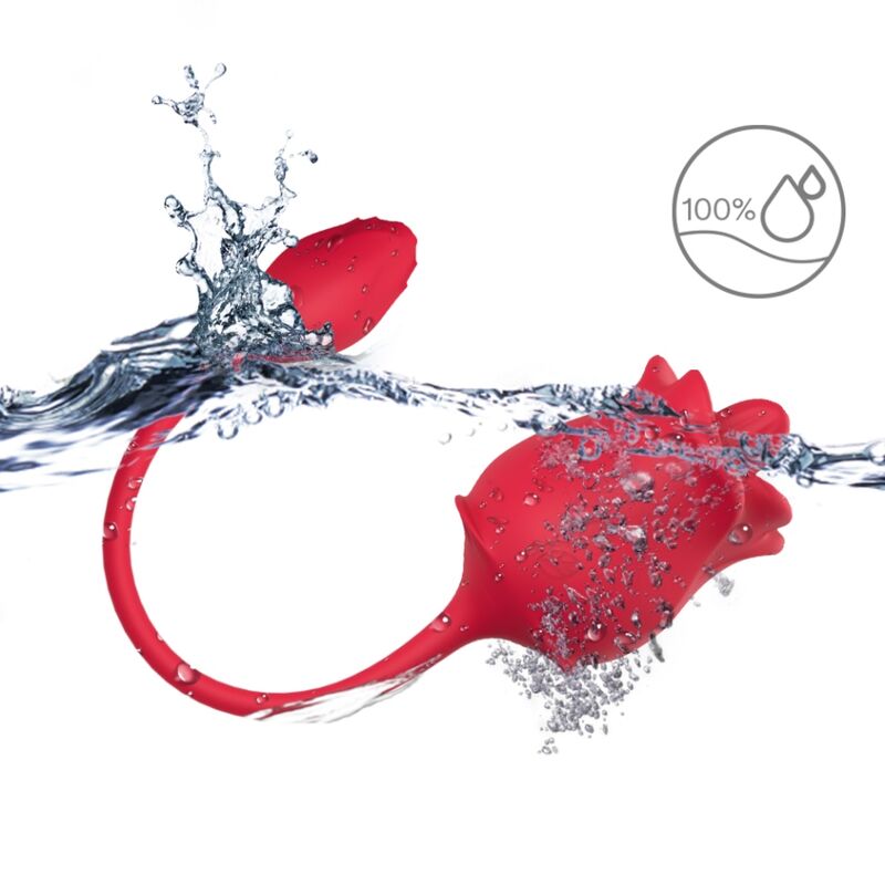 ARMONY - STIMULATEUR D'ASPIRATION ET VIBRATEUR ROSE 2 EN 1 10 MODES AVEC QUEUE ROUGE – Image 3