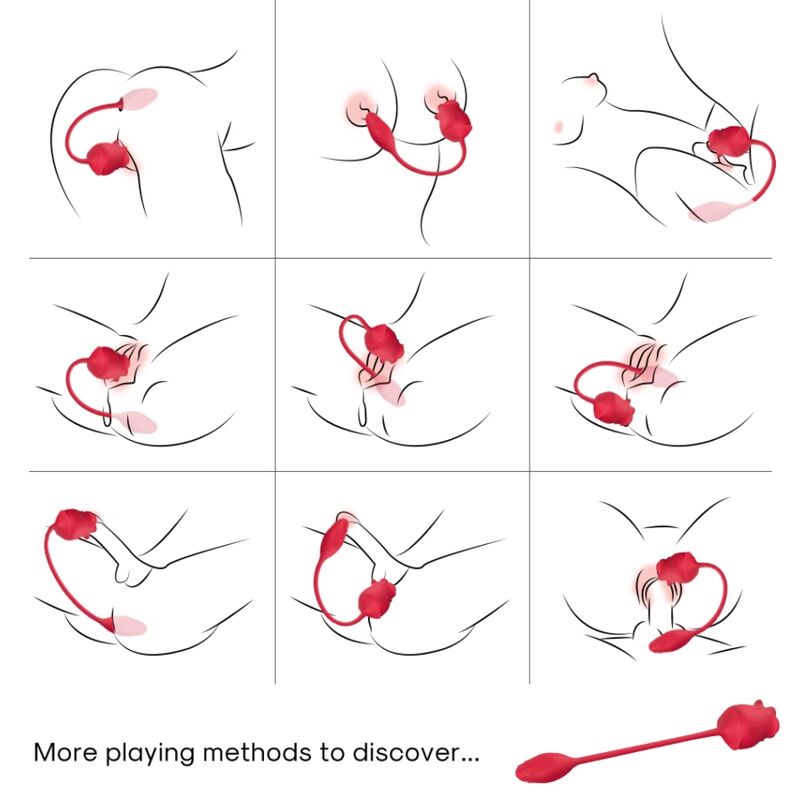 ARMONY - STIMULATEUR D'ASPIRATION ET VIBRATEUR ROSE 2 EN 1 10 MODES AVEC QUEUE ROUGE – Image 2