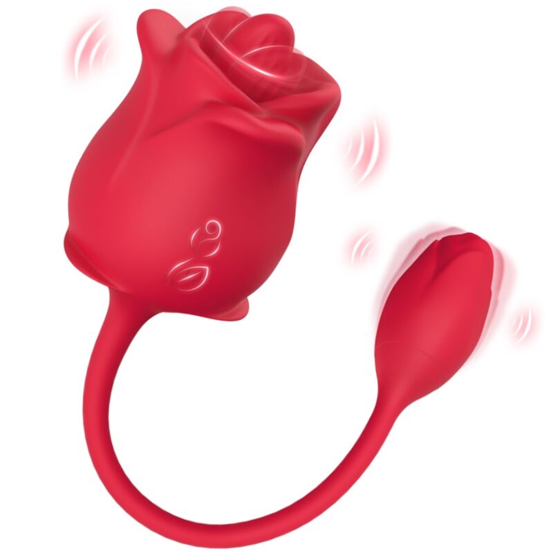 ARMONY - STIMULATEUR D'ASPIRATION ET VIBRATEUR ROSE 2 EN 1 10 MODES AVEC QUEUE ROUGE – Image 5