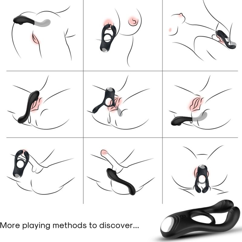ARMONY - JOUET À ANNEAU VIBRATEUR DOUBLE VEYRON POUR COUPLES NOIR – Image 2