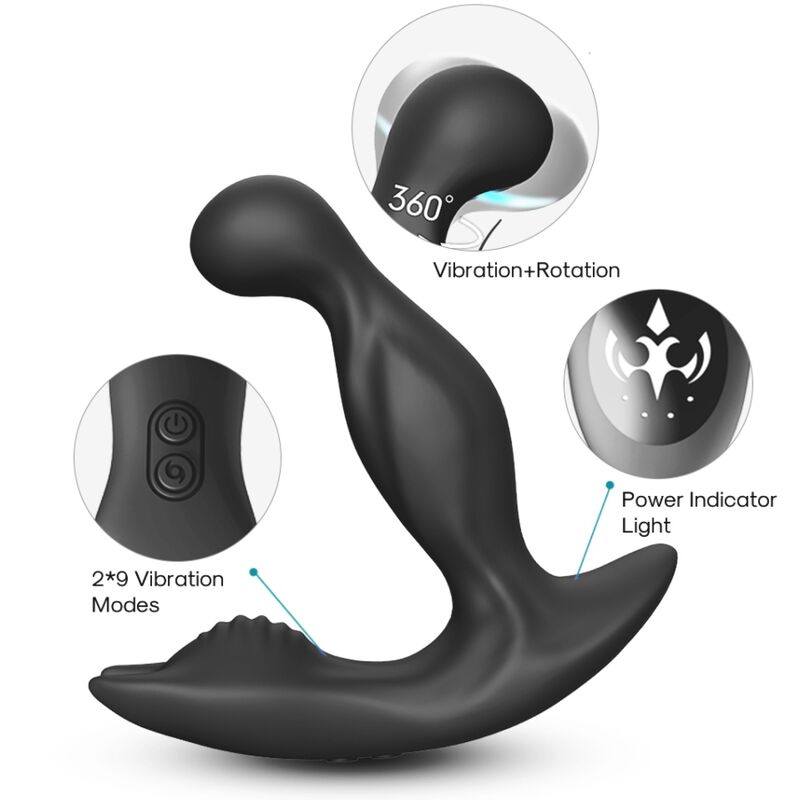 ARMONY - BAT KING VIBRATEUR ANAL PROSTATE ROTATEUR TÉLÉCOMMANDE NOIR – Image 2