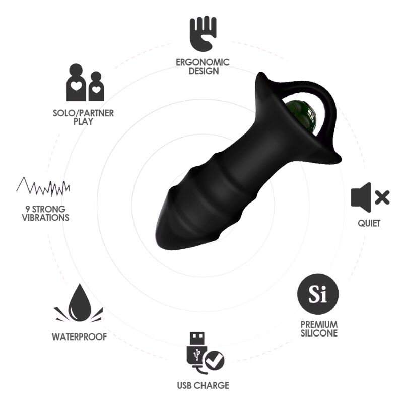 ARMONY - KYLIN DEDAL VIBRADOR & PLUG ANAL CONTROL REMOTO NEGRO - Imagen 2
