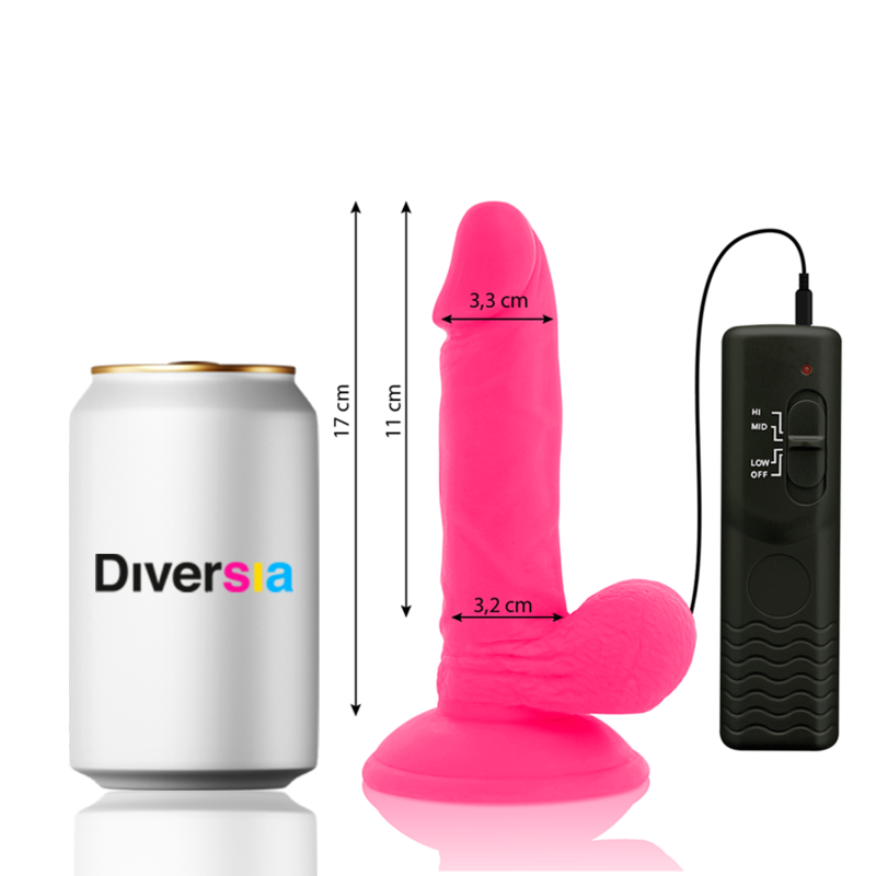 DIVERSIA - DILDO REALÍSTICO FLEXIBLE CON VIBRACIÓN ROSA 17 CM -O- 3.3 CM - Imagen 7