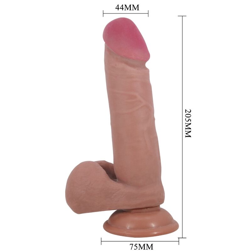 PRETTY LOVE - SLIDING SKIN SERIES REALISTIC DILDO WITH SLIDING SKIN SUCTION CUP BROWN 20.5 CM - Image 3