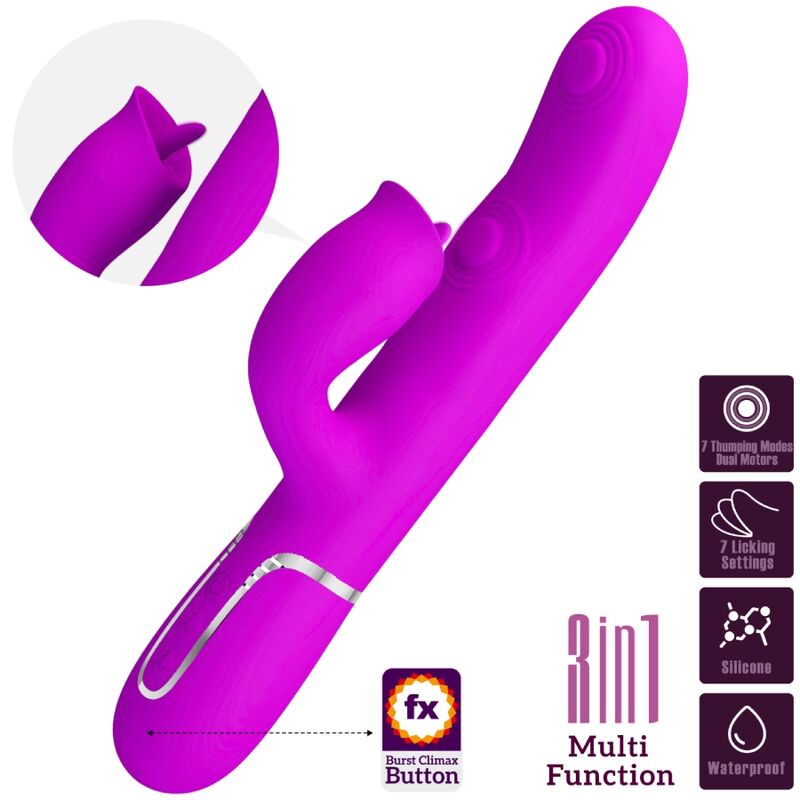 PRETTY LOVE - VIBRADOR RABBIT CON LICKING FUCSIA - Imagen 2