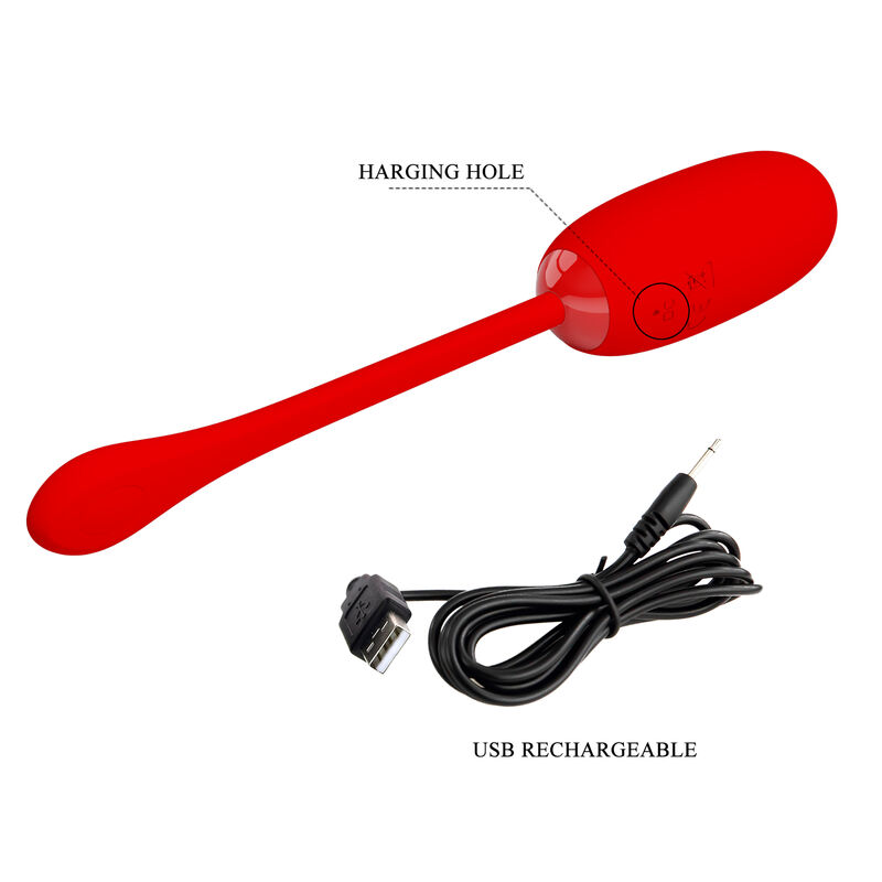 PRETTY LOVE - UOVO VIBRANTE JULIUS IMPERMEABILE-RICARICABILE ROSSO - immagine 8