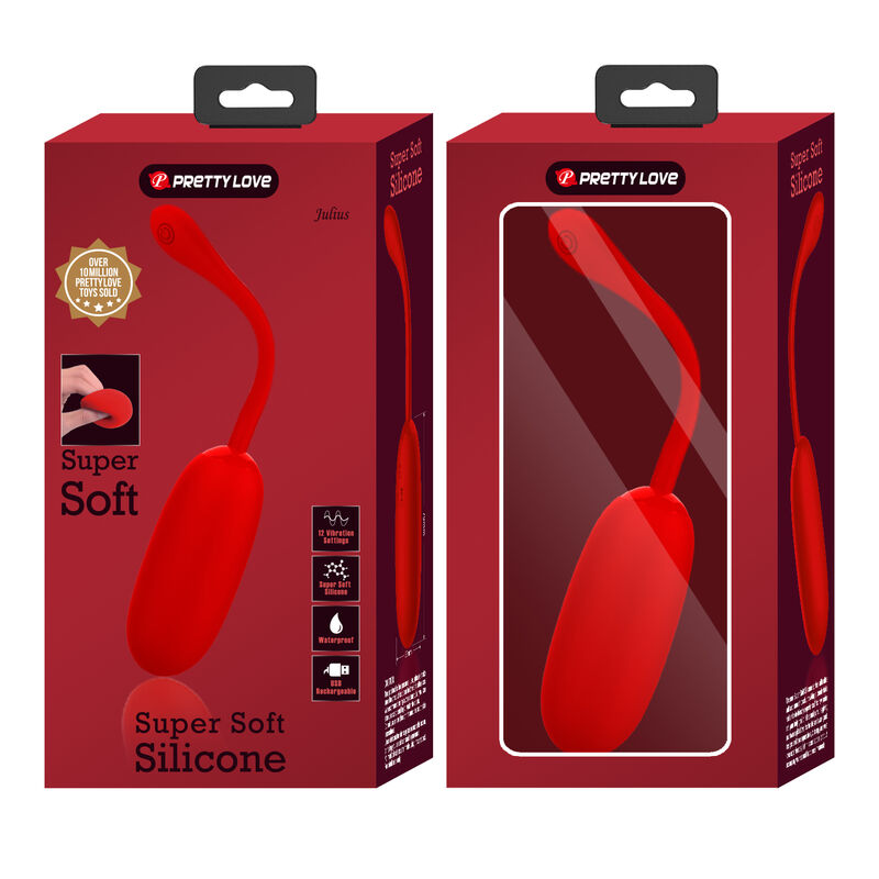 PRETTY LOVE - UOVO VIBRANTE JULIUS IMPERMEABILE-RICARICABILE ROSSO - immagine 9