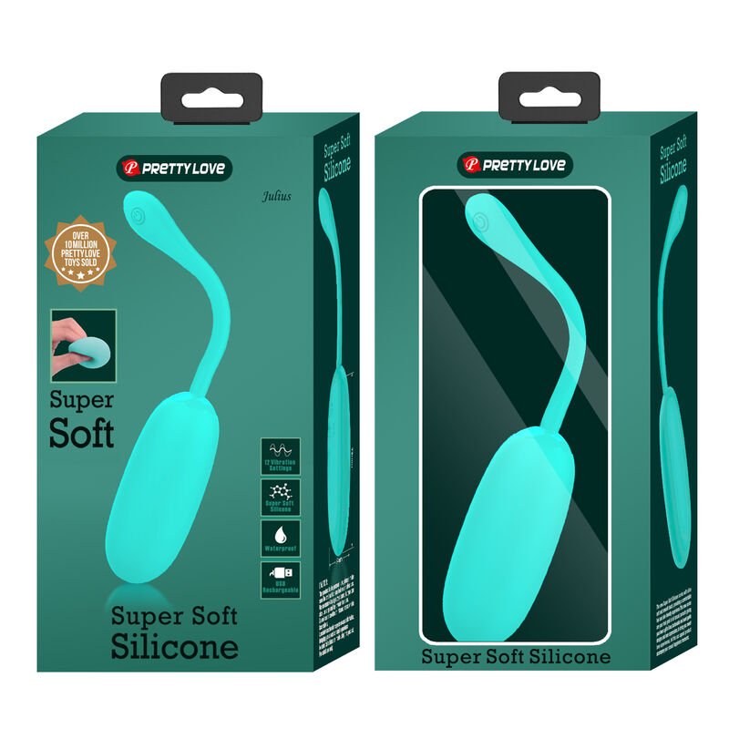 PRETTY LOVE - JULIUS HUEVO VIBRADOR IMPERMEBLE & RECARGABLE VERDE AGUA - Imagen 2