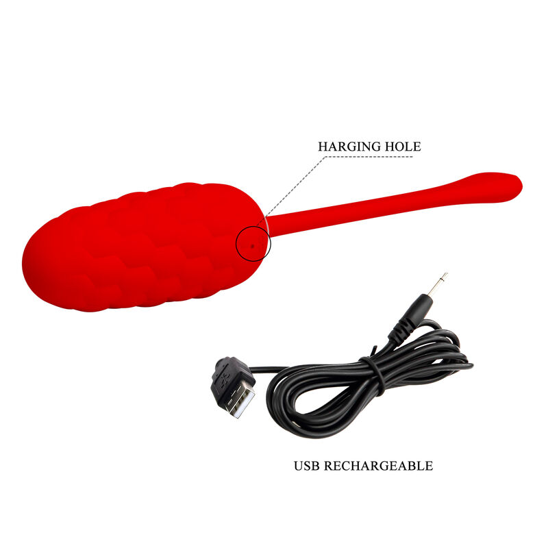 PRETTY LOVE - VIBRIERENDES EI MIT ROTER WIEDERAUFLADBARER MEERESTEXTUR – Bild 9