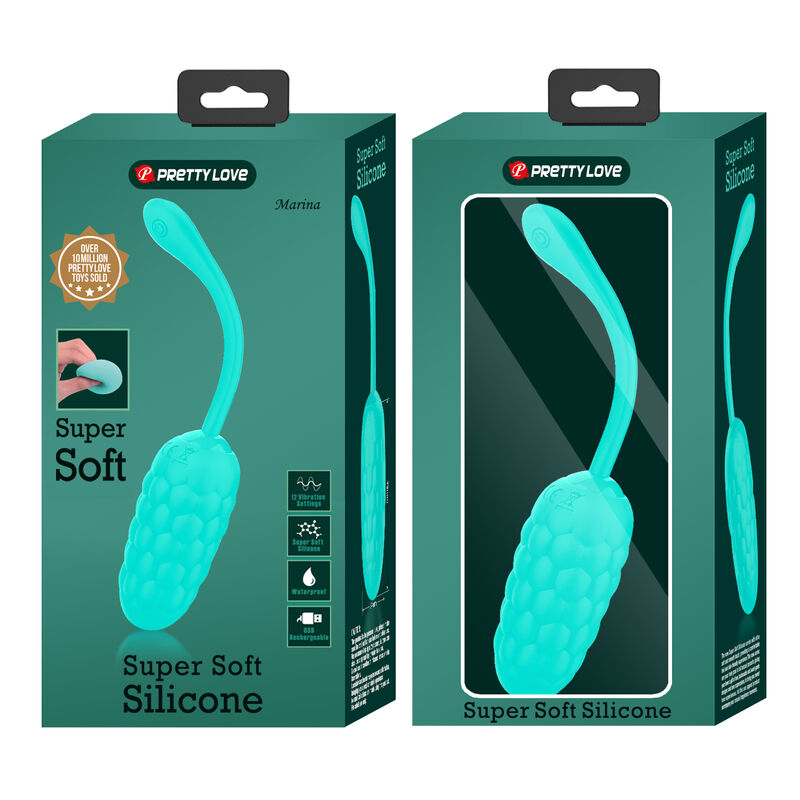 PRETTY LOVE - HUEVO VIBRADOR CON TEXTURA MARINA RECARGABLE VERDE AGUA - Imagen 3