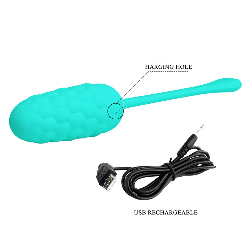 PRETTY LOVE - HUEVO VIBRADOR CON TEXTURA MARINA RECARGABLE VERDE AGUA - Imagen 11