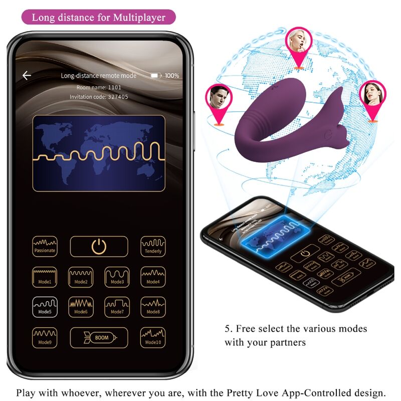 PRETTY LOVE - JAYLEEN VIBRADOR APP CONTROL REMOTO LILA - Imagen 2