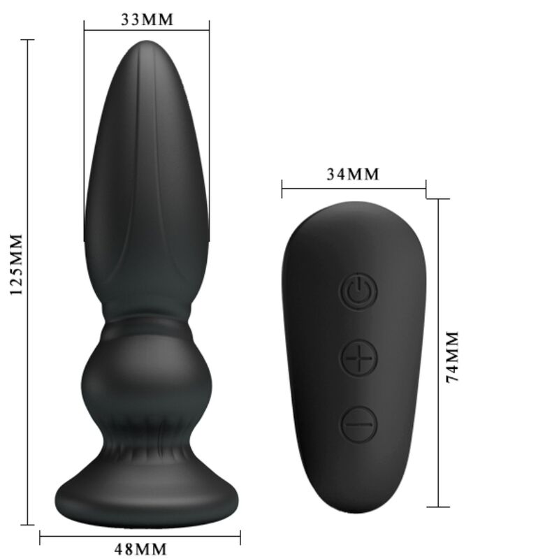 MR PLAY - POTENTE VIBRATORE TELECOMANDO PLUG ANALE NERO - immagine 8