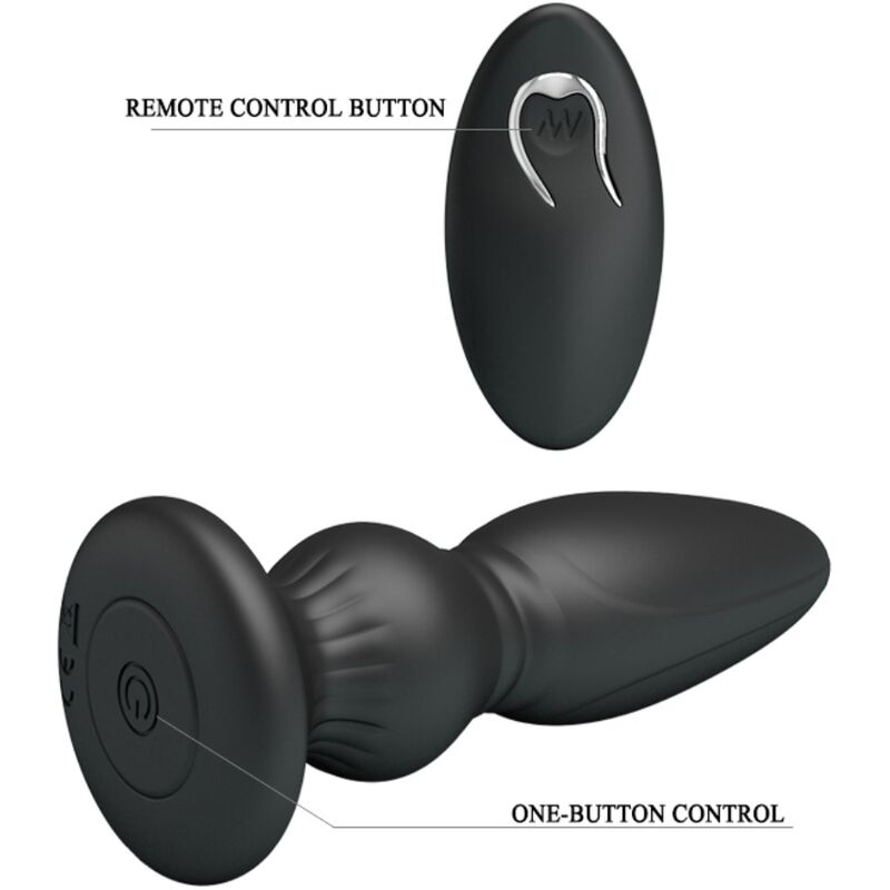 MR PLAY - POTENTE VIBRATORE TELECOMANDO PLUG ANALE NERO - immagine 2