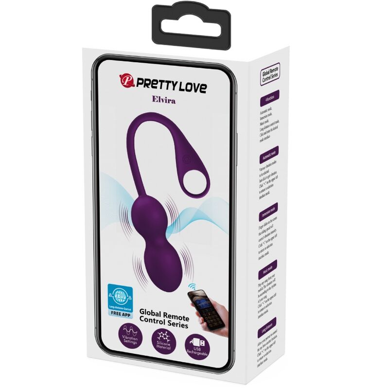 PRETTY LOVE - ELVIRA KEGEL BALLS APP CONTROL REMOTO MORADO - Imagen 9