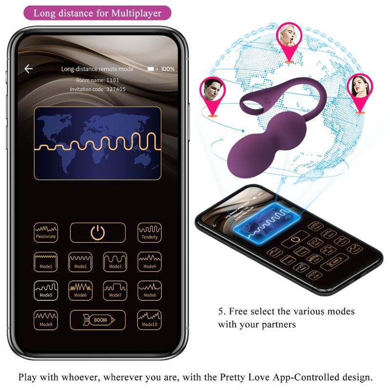 PRETTY LOVE - ELVIRA KEGEL BALLS APP CONTROL REMOTO MORADO - Imagen 17