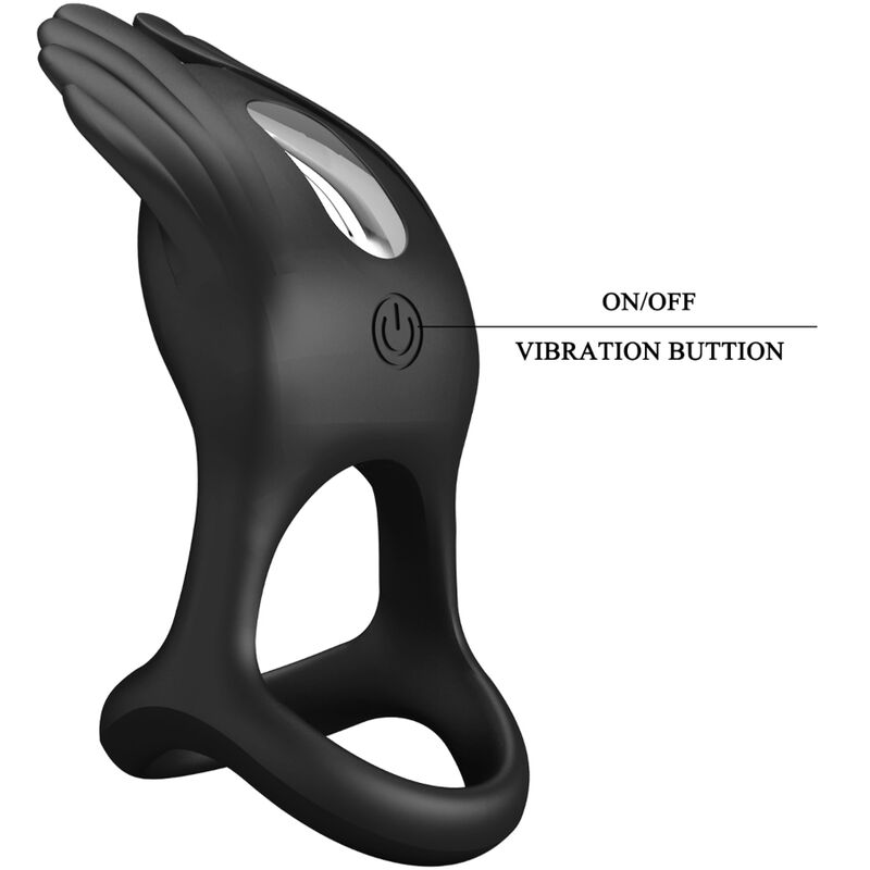 PRETTY LOVE - SILAS ANNEAU PÉNIS VIBRANT 7 VIBRATIONS SILICONE NOIR – Image 7